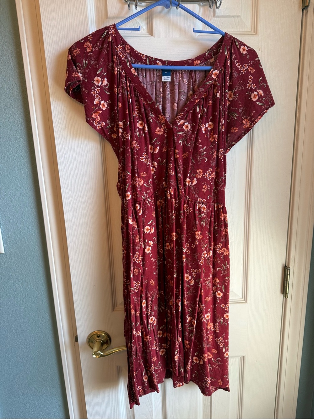 Old Navy Burgundy Floral Midi Dress